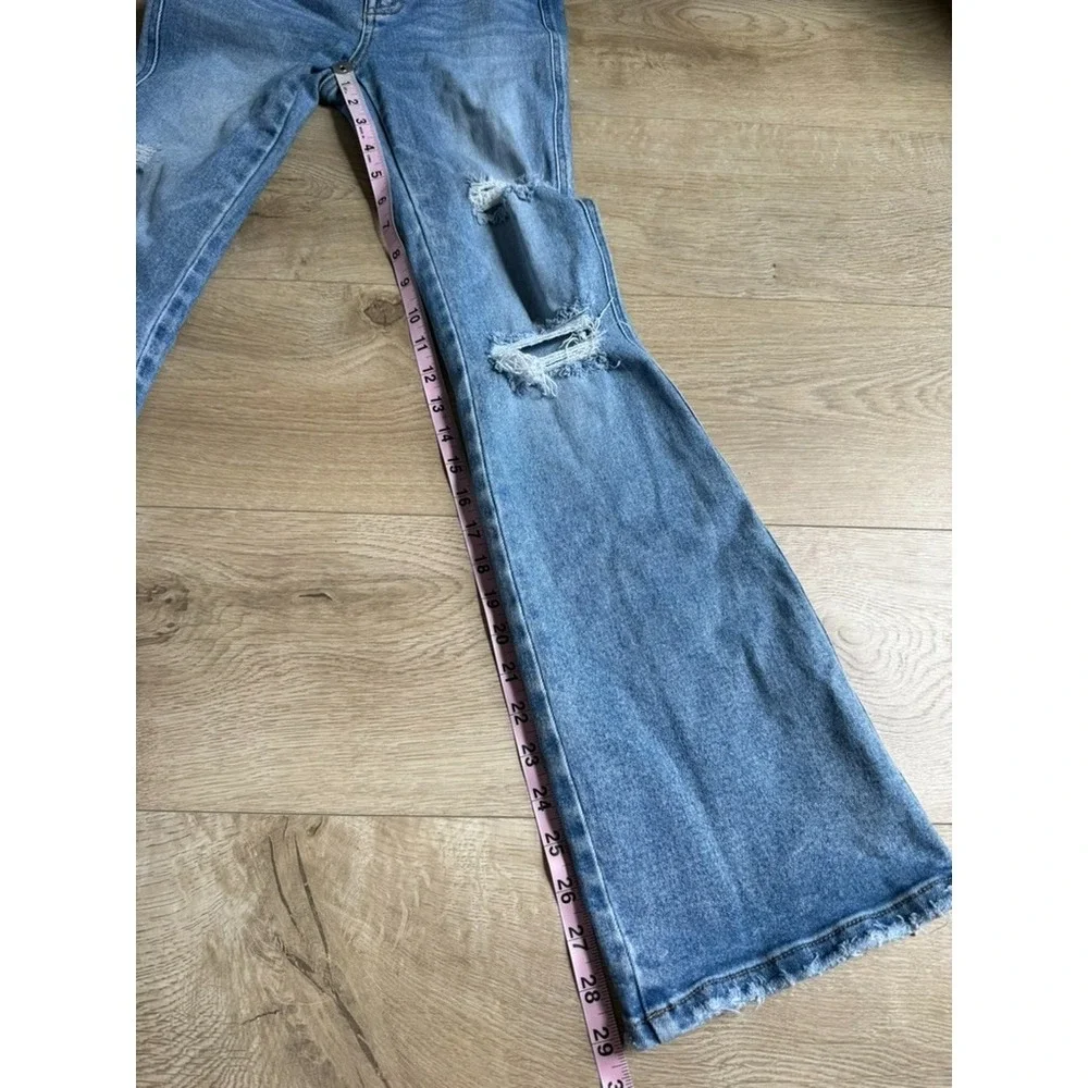 EUC Girls Flying Monkey Youth high rise boot jeans distress adjustable waist 14